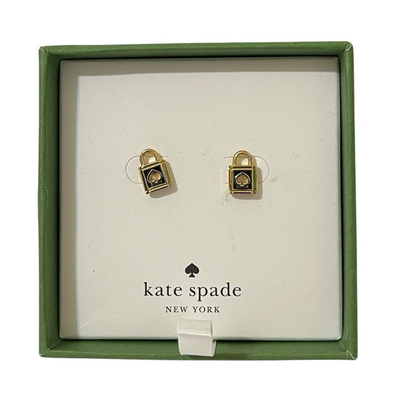 kate spade Jewelry - Kate Spade ♠️ Gold Plated Lock & Spade Cutout Padlock Stud Earrings - NWT *